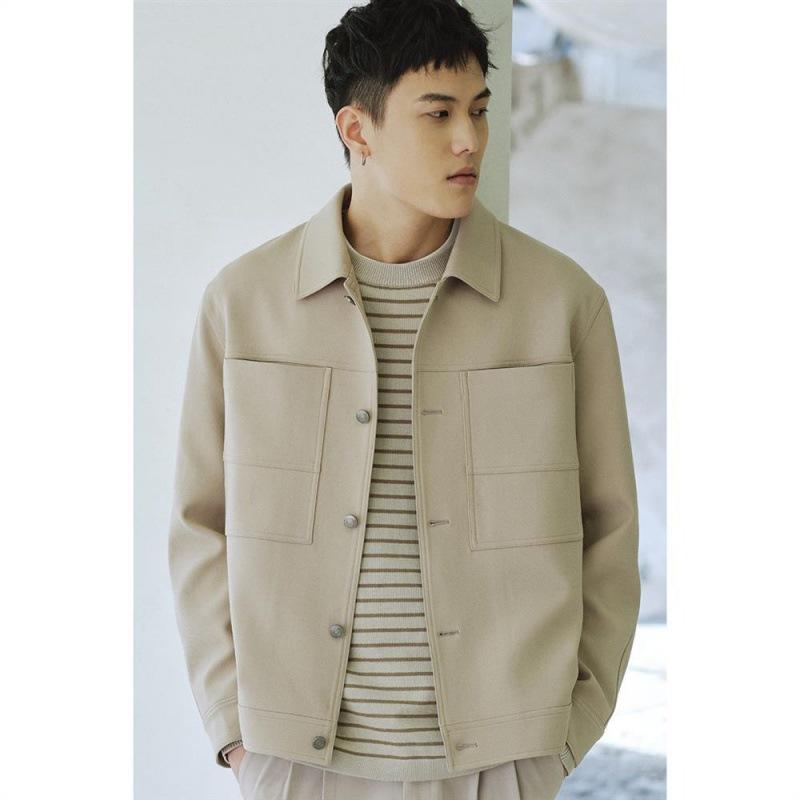 Mens  Coats & Jackets | Stone Regular Fit Zip Up Smart Shacket Clothing Coats & Jackets