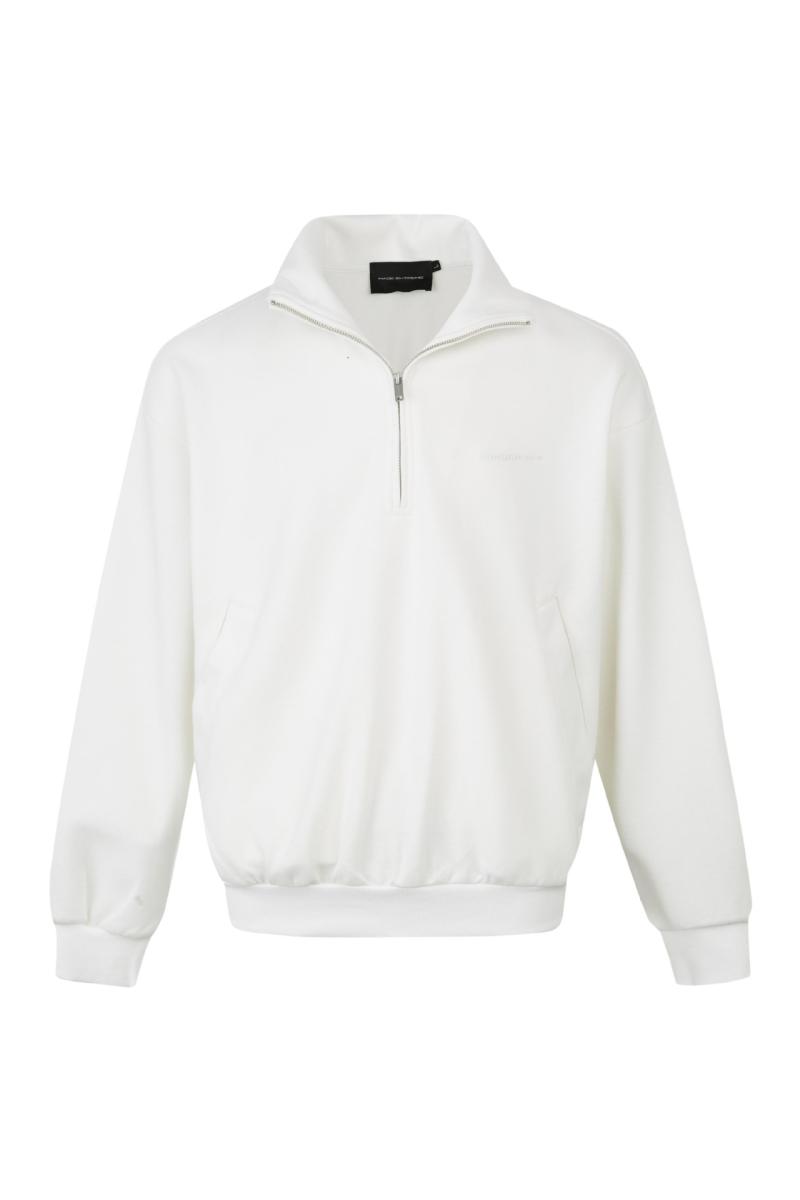 Mens  Loungewear | White Regular Fit Graphic Funnel Sweatshirt Clothing Essentials