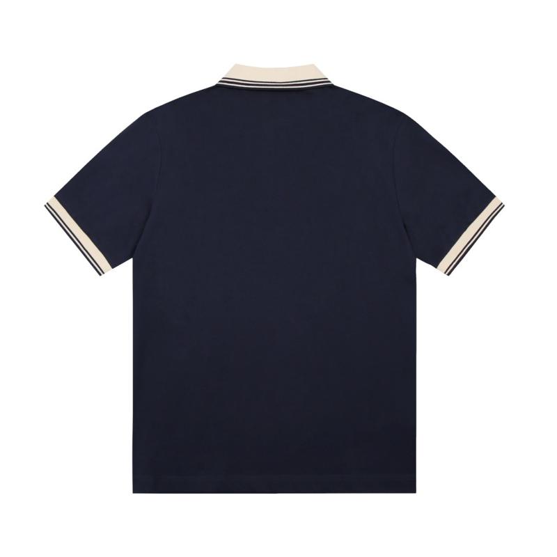 Mens  Polo Shirts | Navy Slim Fit Stretch Textured Taped Polo Clothing Matching Sets