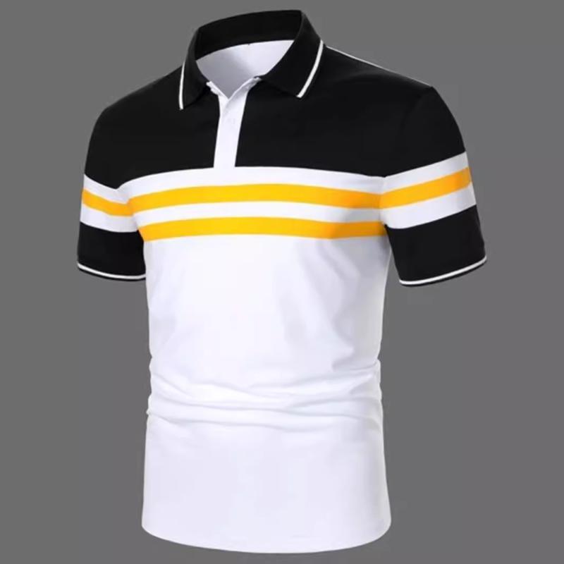 Mens  Polo Shirts | White Muscle Fit Colour Block Knit Polo Shirt Clothing Mens