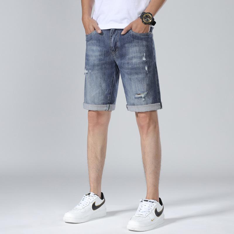 Mens  Shorts | Blue Skinny Fit Ripped Denim Shorts Clothing Mens