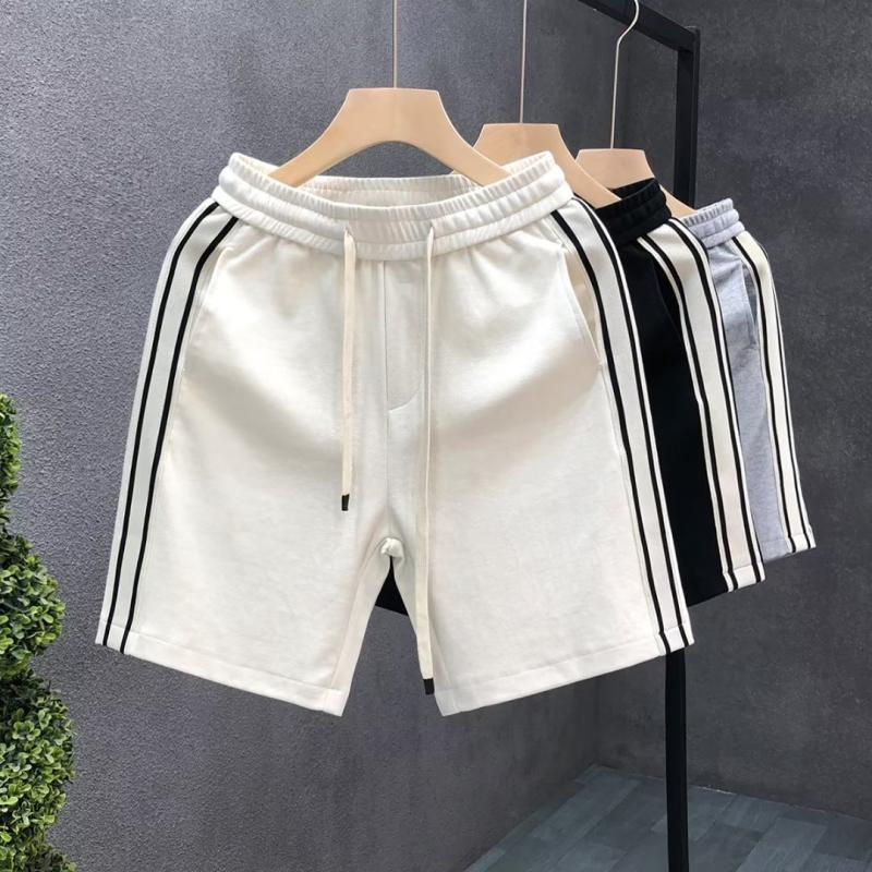 Mens  Shorts | White Slim Fit Textured Taped Shorts Clothing Essentials