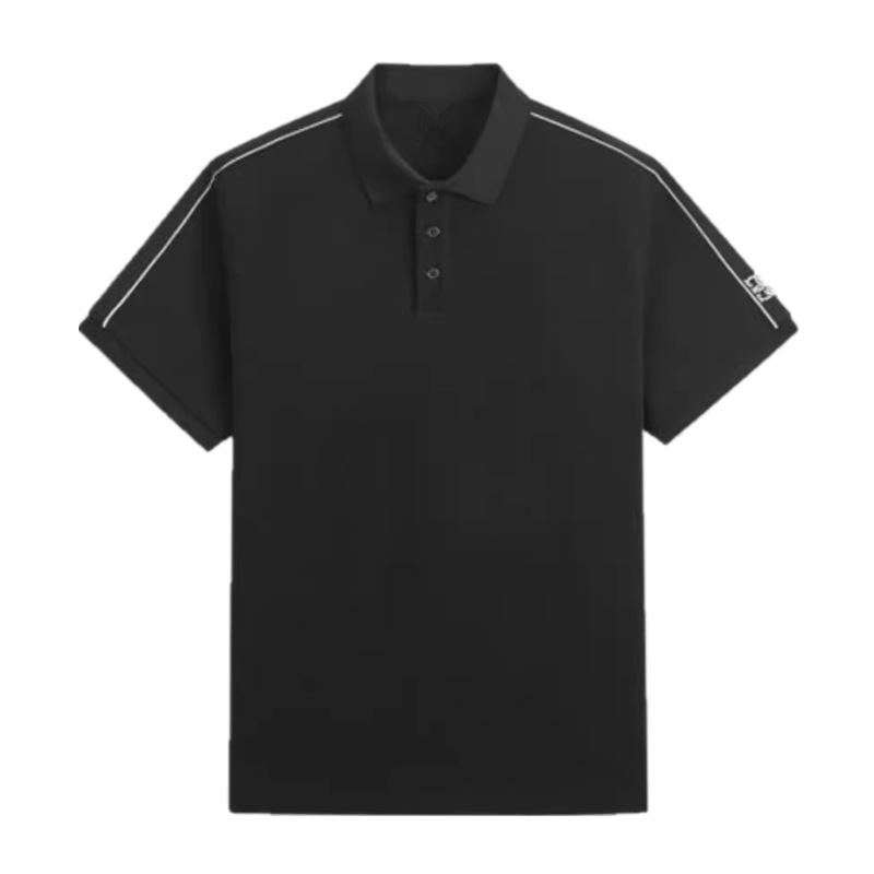 Mens  Tops | Black Pique Muscle Fit Taped Polo Shirt Clothing Mens