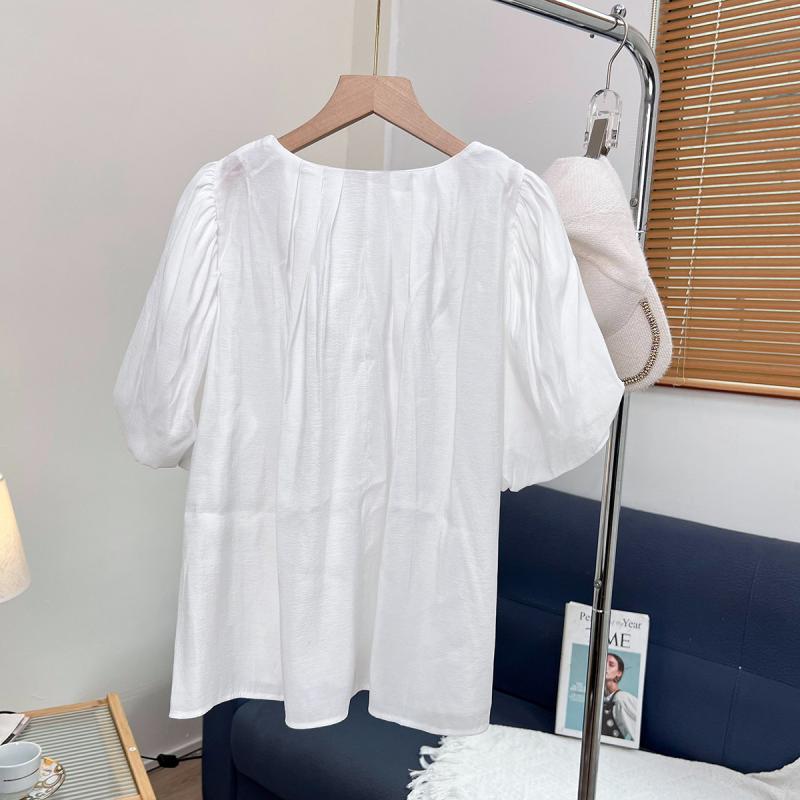 Womens  Blouses & Shirts | White Pleated Sleeve T-Shirt Blouses & Shirts Blouses & Shirts