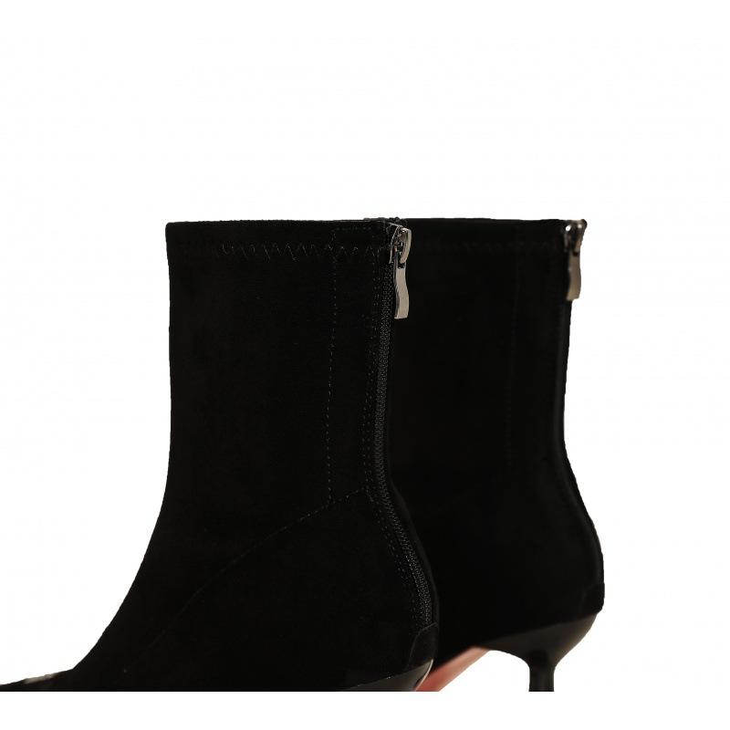 Womens  Boots | Black Suedette Heeled Sock Boots Boots Boots