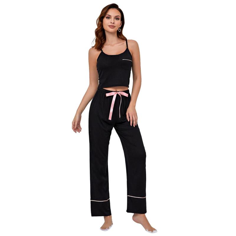 Womens  Co-Ord Sets | Black Satin Maternity Pyjama Bottoms Clothing Co-Ord Sets