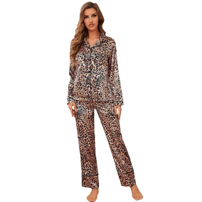 Womens  Co-Ord Sets | Brown Leopard Print Maternity Pyjama Trousers Clothing Co-Ord Sets