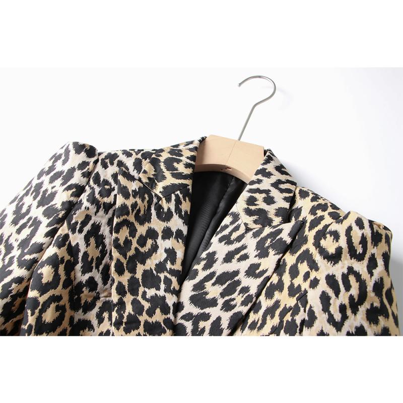 Womens  Co-Ord Sets | Plus Brown Leopard Print Blazer Blazers Blazers