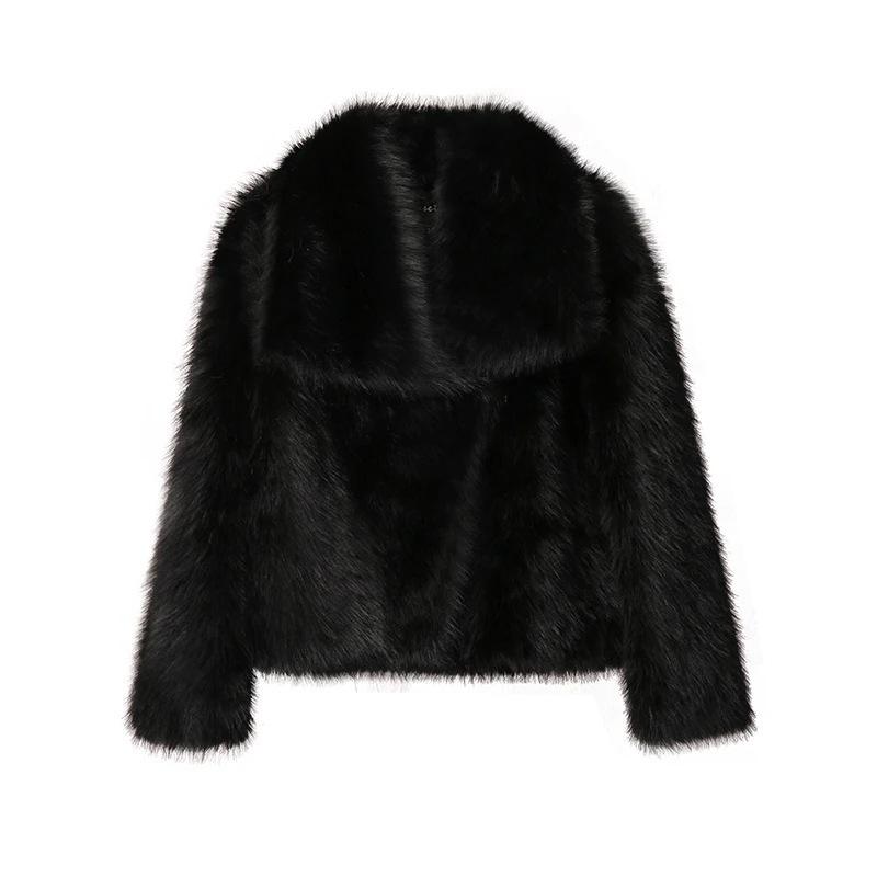 Womens  Coats & Jackets | Black Faux Fur Short Plush Jacket Clothing Coats & Jackets