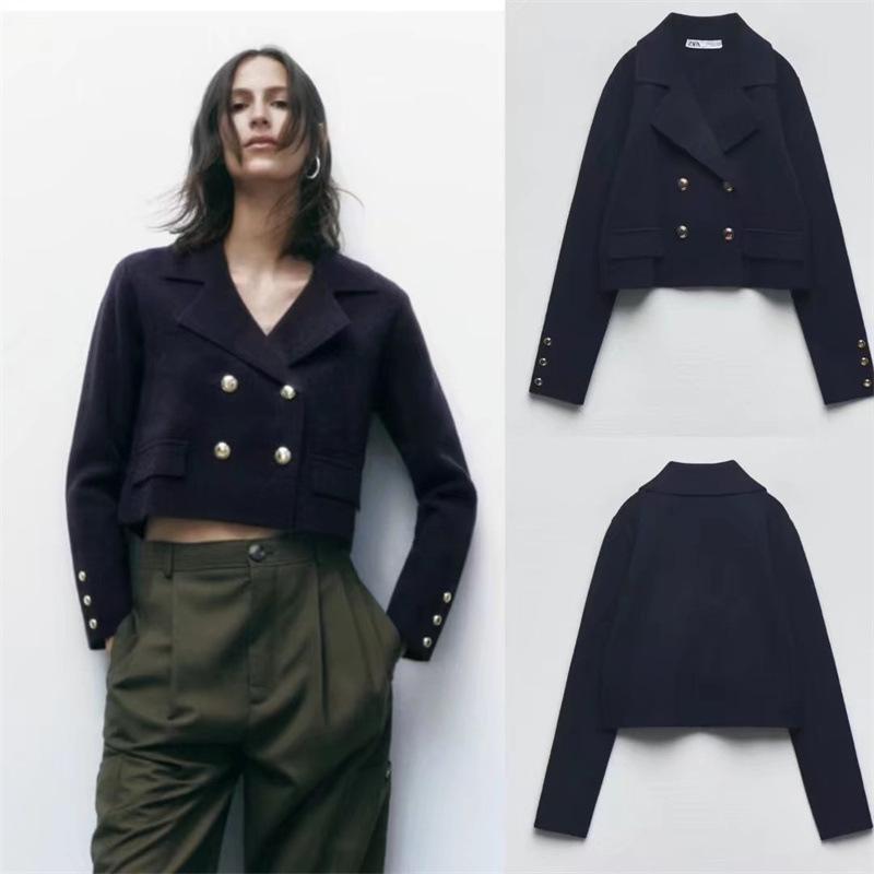 Womens  Coats & Jackets | Black Short Double Breasted Jacket Blazers Blazers