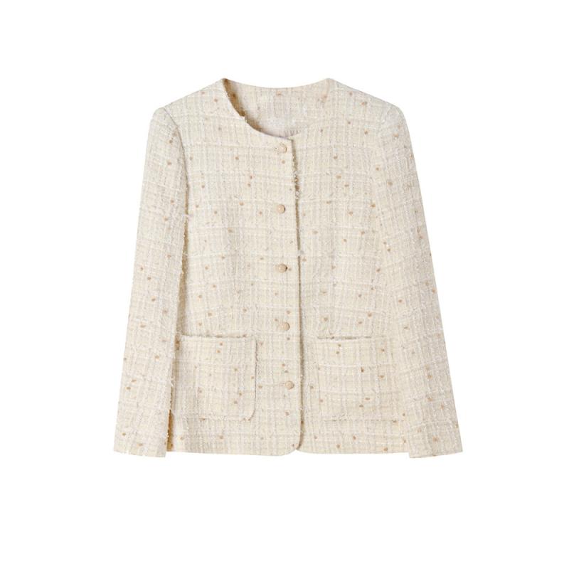 Womens  Coats & Jackets | Cream Sequin Boucle Jacket Clothing Coats & Jackets