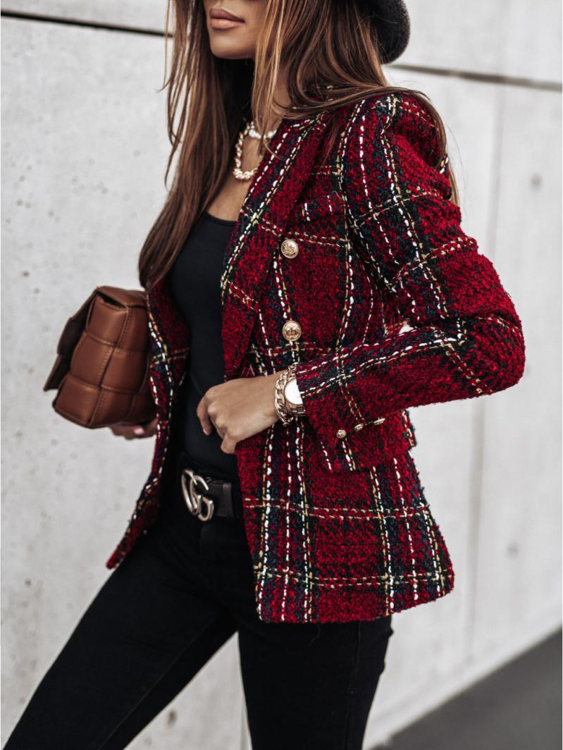 Womens  Coats & Jackets | Red Tartan Boucle Blazer Blazers Blazers