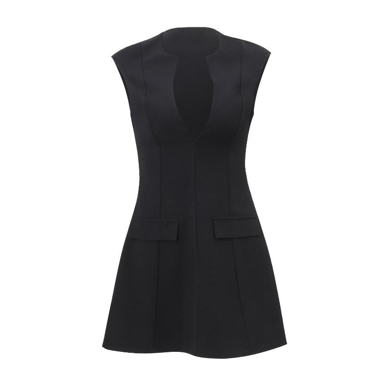 Womens  Dresses | Black Button Front Bandeau Mini Dress Clothing Dresses