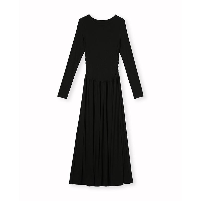 Womens  Dresses | Black Poplin Long Sleeve Midi Dress Clothing Dresses