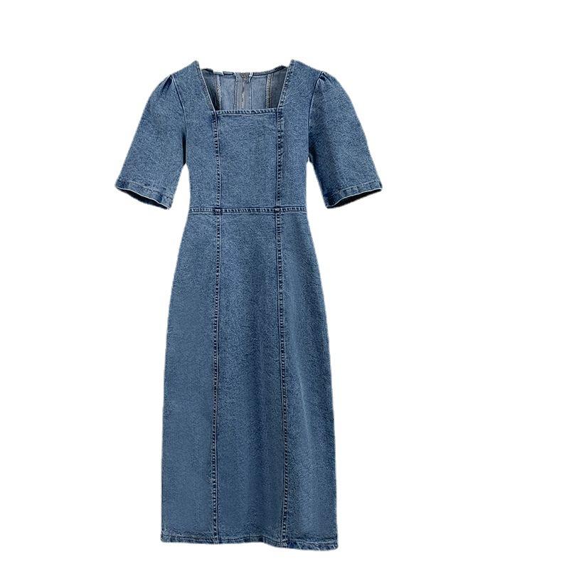 Womens  Dresses | Blue Denim Bardot Long Sleeve Midi Dress Clothing Dresses