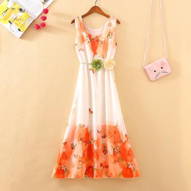 Womens  Dresses | Cream Floral Belted Slip Midi Dress Clothing Dresses