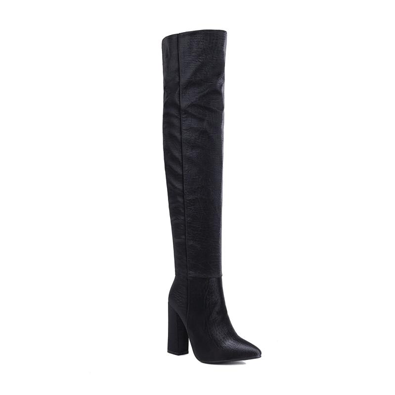 Womens  Heels | Black Leather Thigh High Heeled Boots Boots Boots