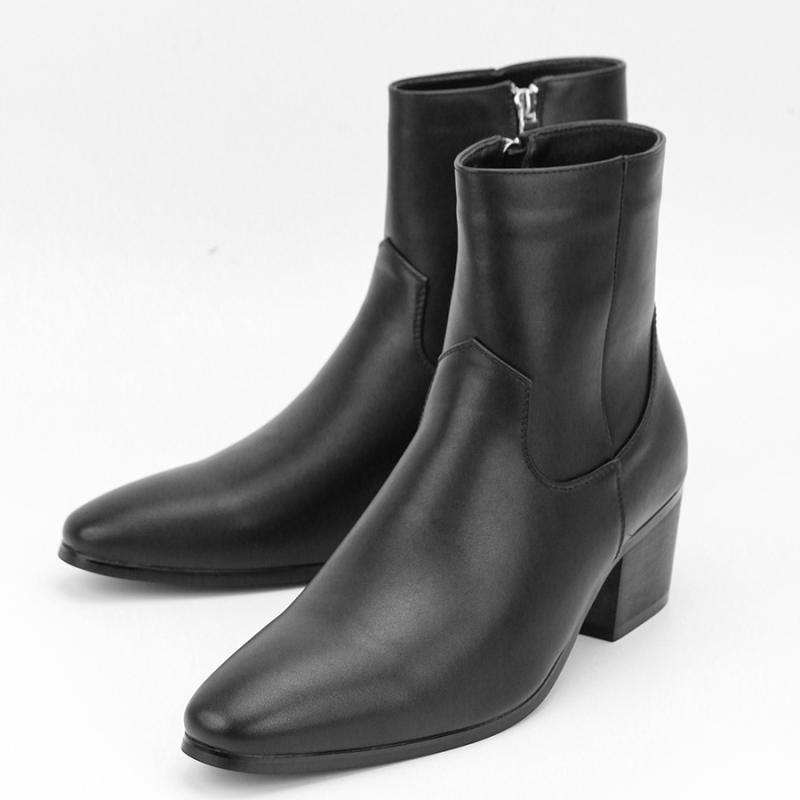 Womens  Heels | Black Leather Western Heeled Ankle Boots Boots Boots