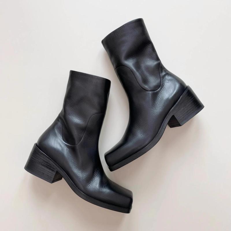 Womens  Heels | Silver Leather Western Heeled Ankle Boots Boots Boots