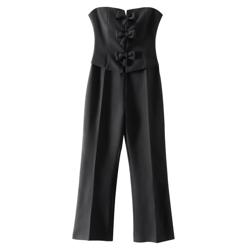 Womens  Jumpsuits & Playsuits | Black Bow Bandeau Jumpsuit Clothing Jumpsuits & Playsuits