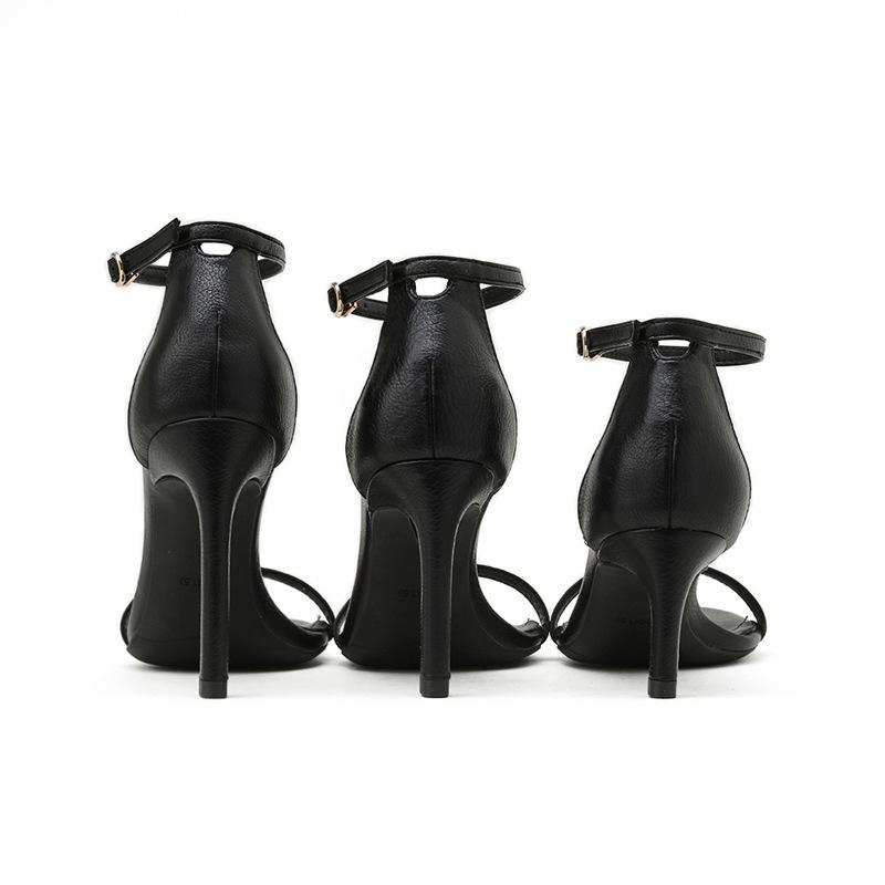 Womens  Sandals | Black Patent Clasp Strap Heeled Sandals Heels Heels