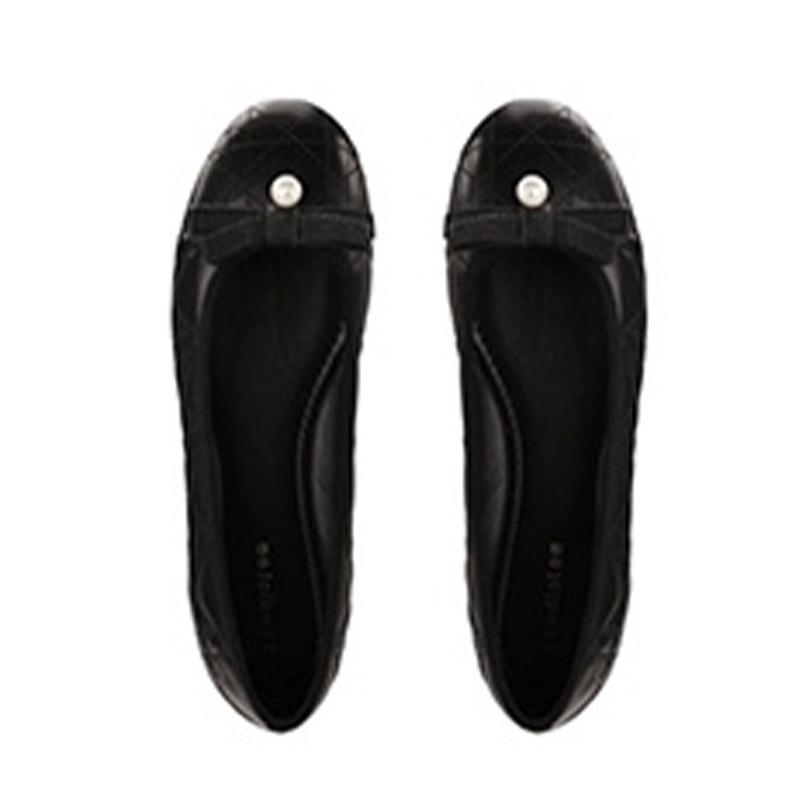 Womens  Shoes | Black Quilted Bow Ballet Pumps Shoes Shoes