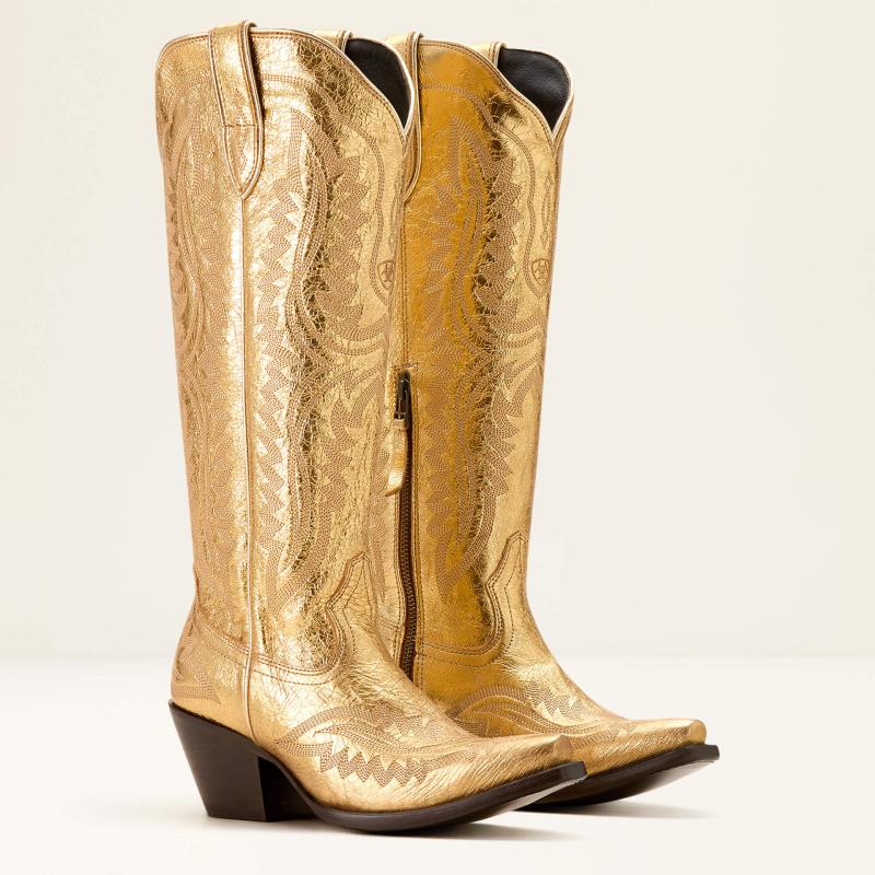 Womens  Shoes | Gold Heeled High Leg Boots Boots Boots