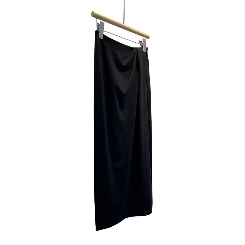 Womens  Skirts | Black Linen Blend Wrap Skirt Clothing Skirts