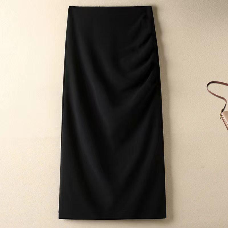 Womens  Skirts | Black Ruched Side Tailored Midi Skirt Clothing Skirts