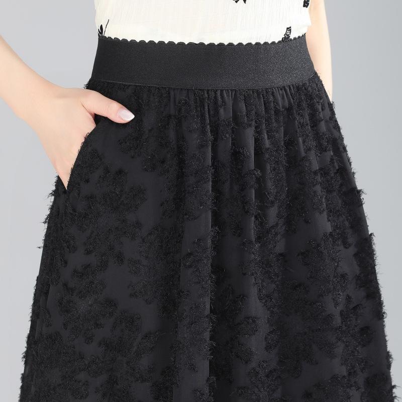 Womens  Skirts | Black Textured Prom Midi Skirt Clothing Skirts