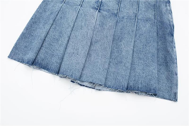 Womens  Skirts | Blue Denim Pleated Mini Skirt Clothing Skirts