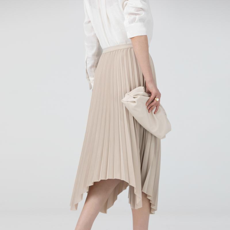 Womens  Skirts | Cream Faux Leather Pleated Midi Skirt Clothing Skirts