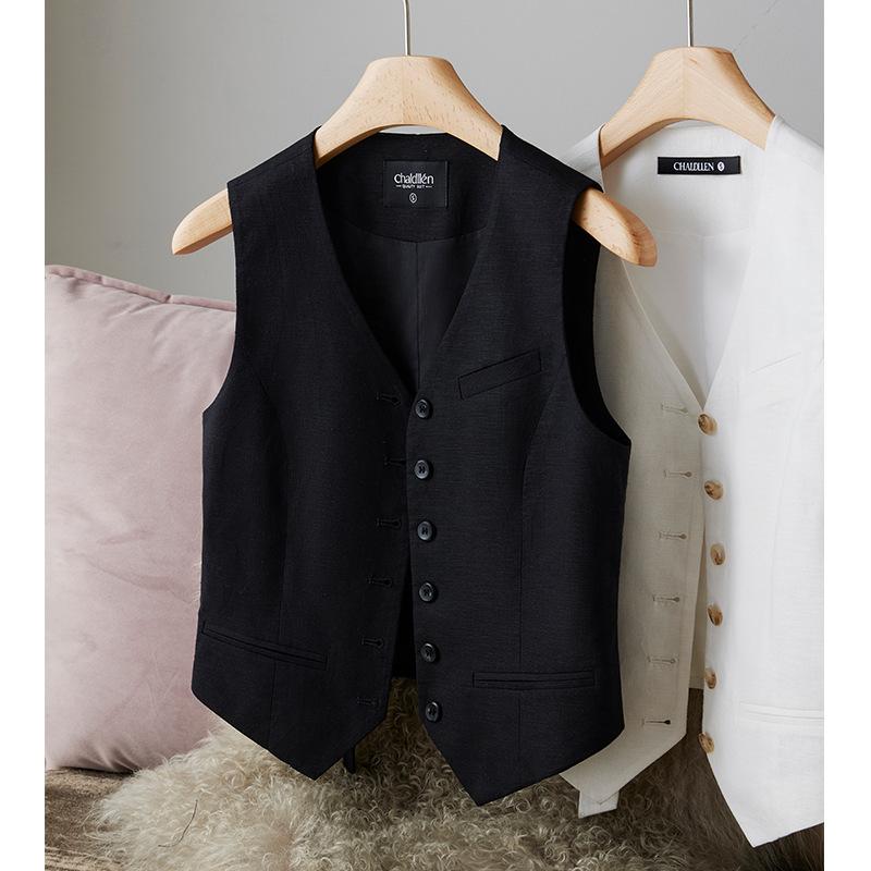 Womens  Suits & Tailoring | Black Button Front Waistcoat Clothing Coats & Jackets