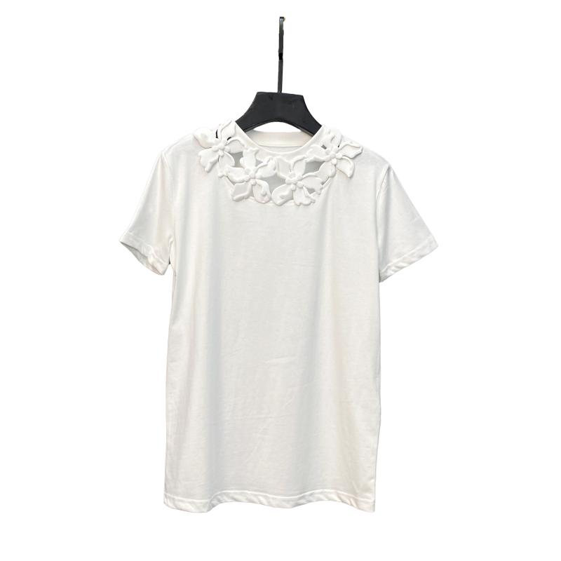 Womens  Tops & T-Shirts | White Floral Lace Sleeve T-Shirt Clothing T-Shirts & Vests