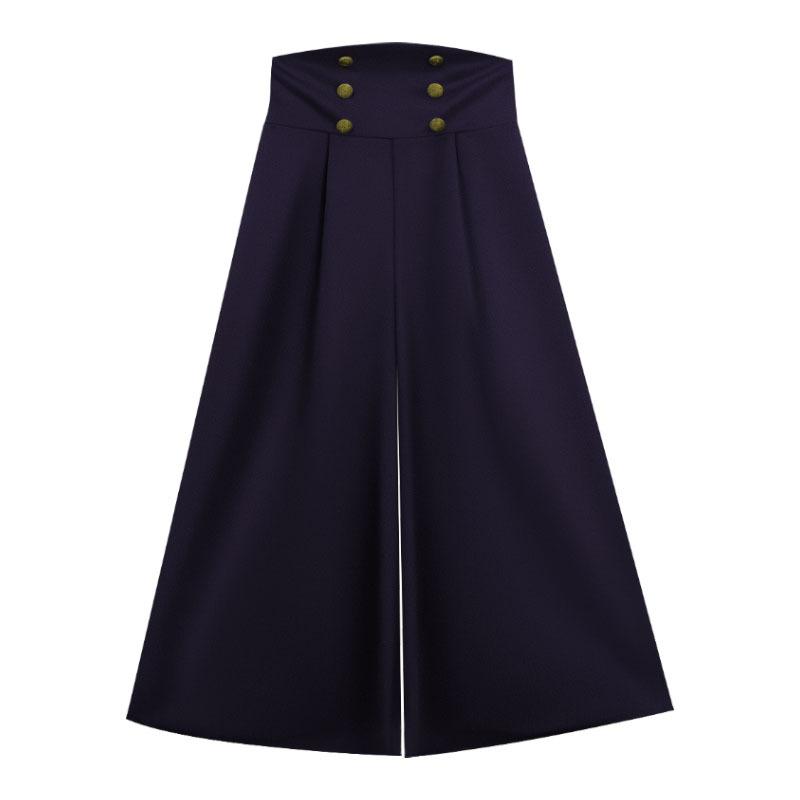 Womens  Trousers | Navy Button Detail Wide Leg Trousers Clothing Trousers