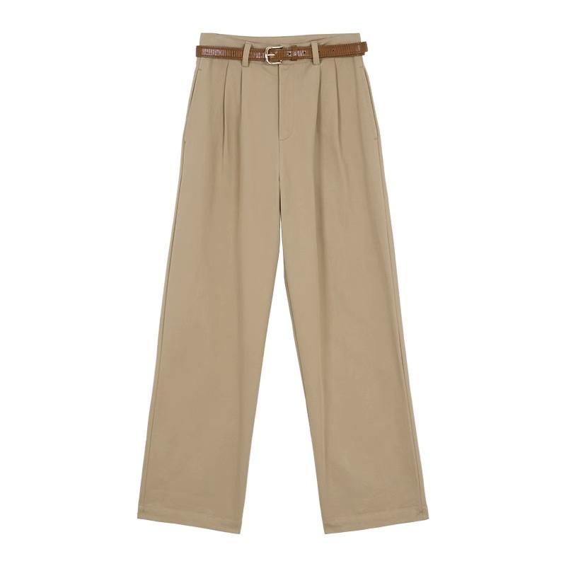 Womens  Trousers | Petite Beige Belted Wide Leg Trousers Clothing Trousers