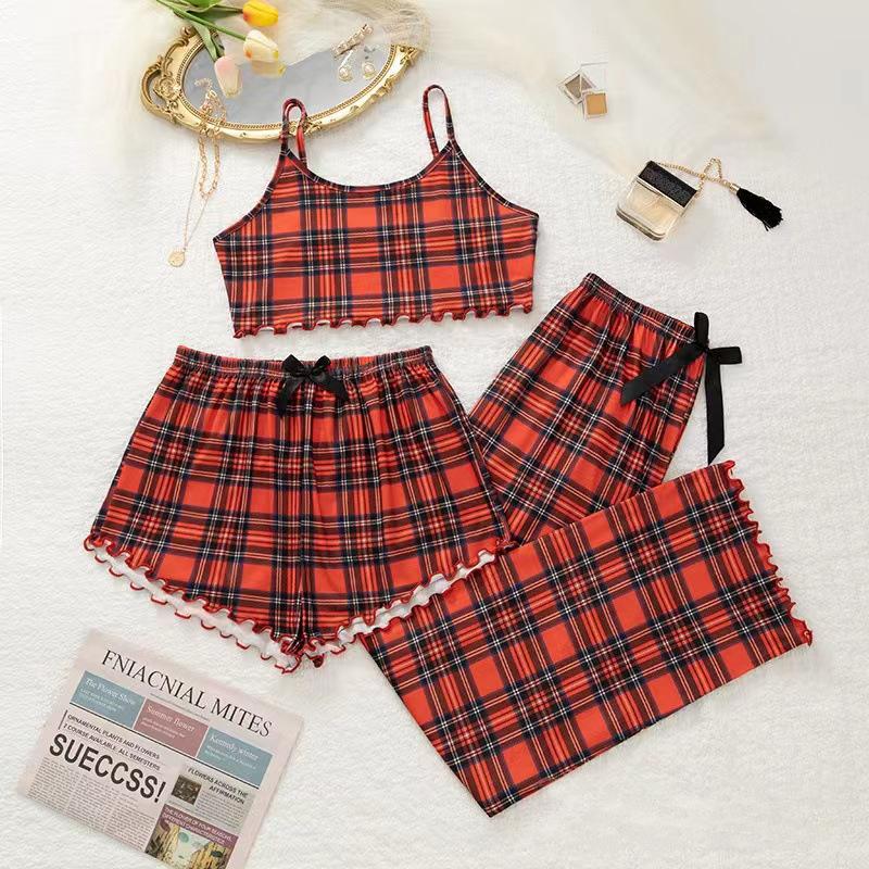 Womens  Trousers | Red Check Mesh Wide Leg Trousers Clothing Co-Ord Sets