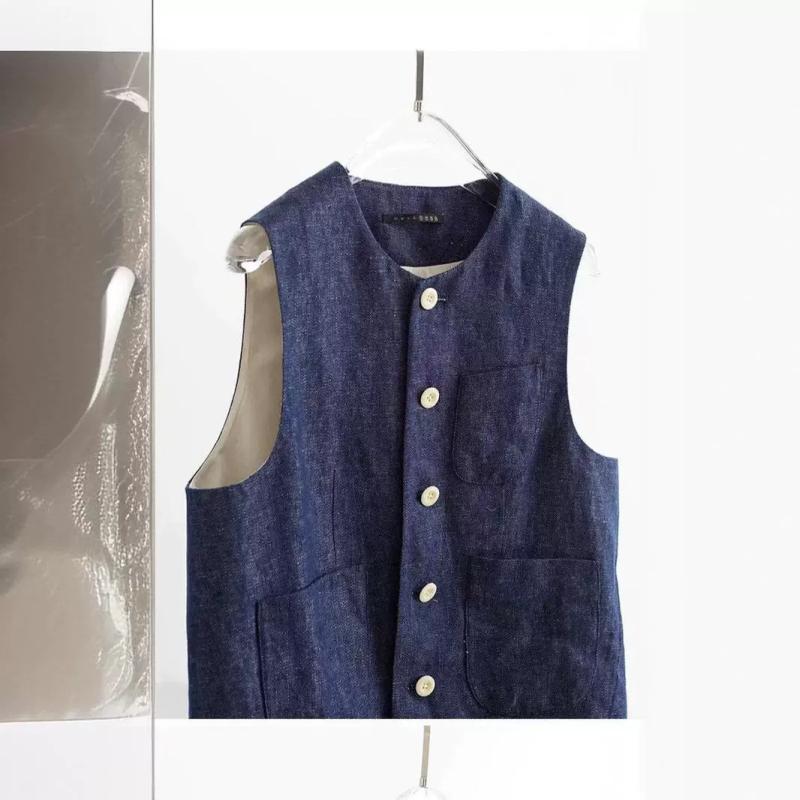 Womens  Waistcoats | Petite Denim Button Up Waistcoat Clothing Coats & Jackets