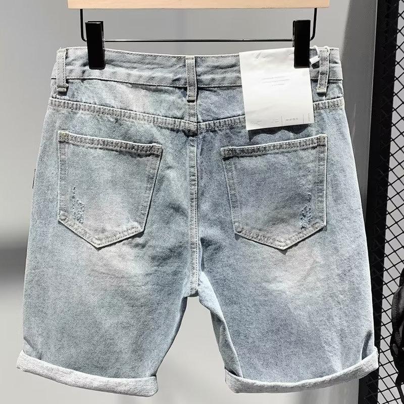 Mens  Shorts | Grey Slim Fit Turned Denim Shorts Clothing Mens