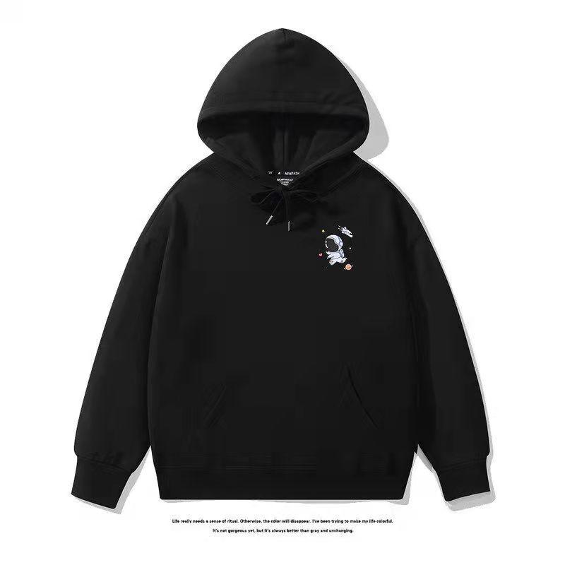 Mens  Loungewear | Black Regular Fit Nara Crane Print Hoodie Clothing Hoodies & Sweatshirts