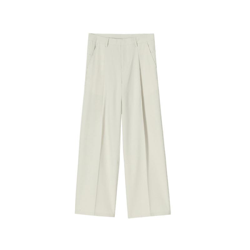 Womens  Trousers | Petite Cream High Waisted Wide Leg Trousers